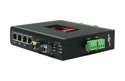 凯发K8国际BM-IES104G工业以太网交换机，配置4个10/100/1000M以太网电口和1个千兆光口。用于工业现场实现多台主板服务器、中继器、集线器、终端机与多台终端机之间的互联。