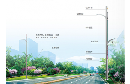 以城市路灯杆、多功能杆为载体，与AI智能、云计算、物联网等技术完美结合，建设强大智慧城市。